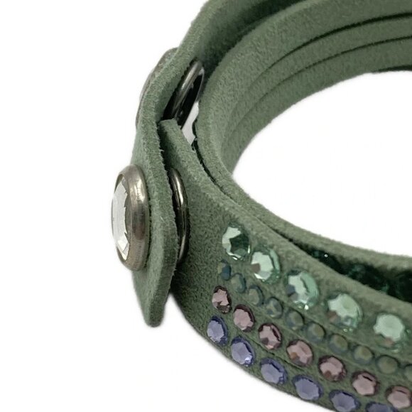 Auth SWAROVSKI - Light Green Clear Multi Synthetic Leather Swarovski Crystal - Picture 2 of 4